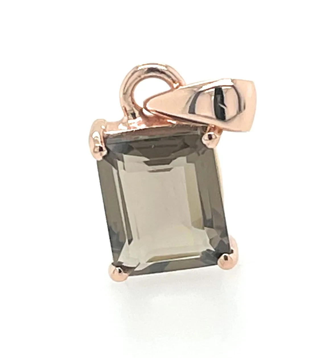 Genuine 5ct Smoky Topaz 14k Rose Gold Over Silver Pendant 18mm