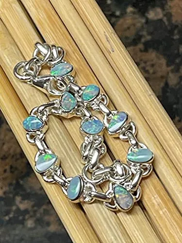 Genuine Australian Opal 925 Solid Sterling Silver Bracelets 8"