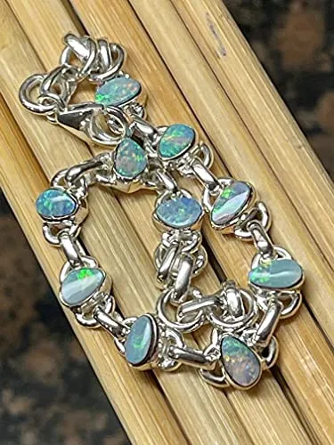 Genuine Australian Opal 925 Solid Sterling Silver Bracelets 8"