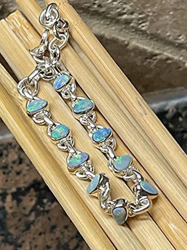Genuine Australian Opal 925 Solid Sterling Silver Bracelets 8"