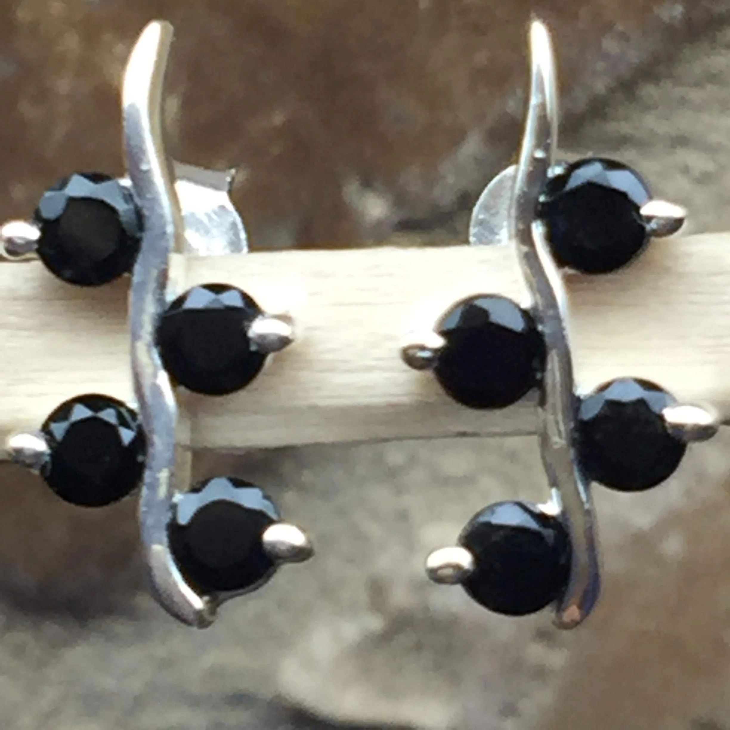 Genuine Black Onyx 925 Solid Sterling Silver Earrings 15mm