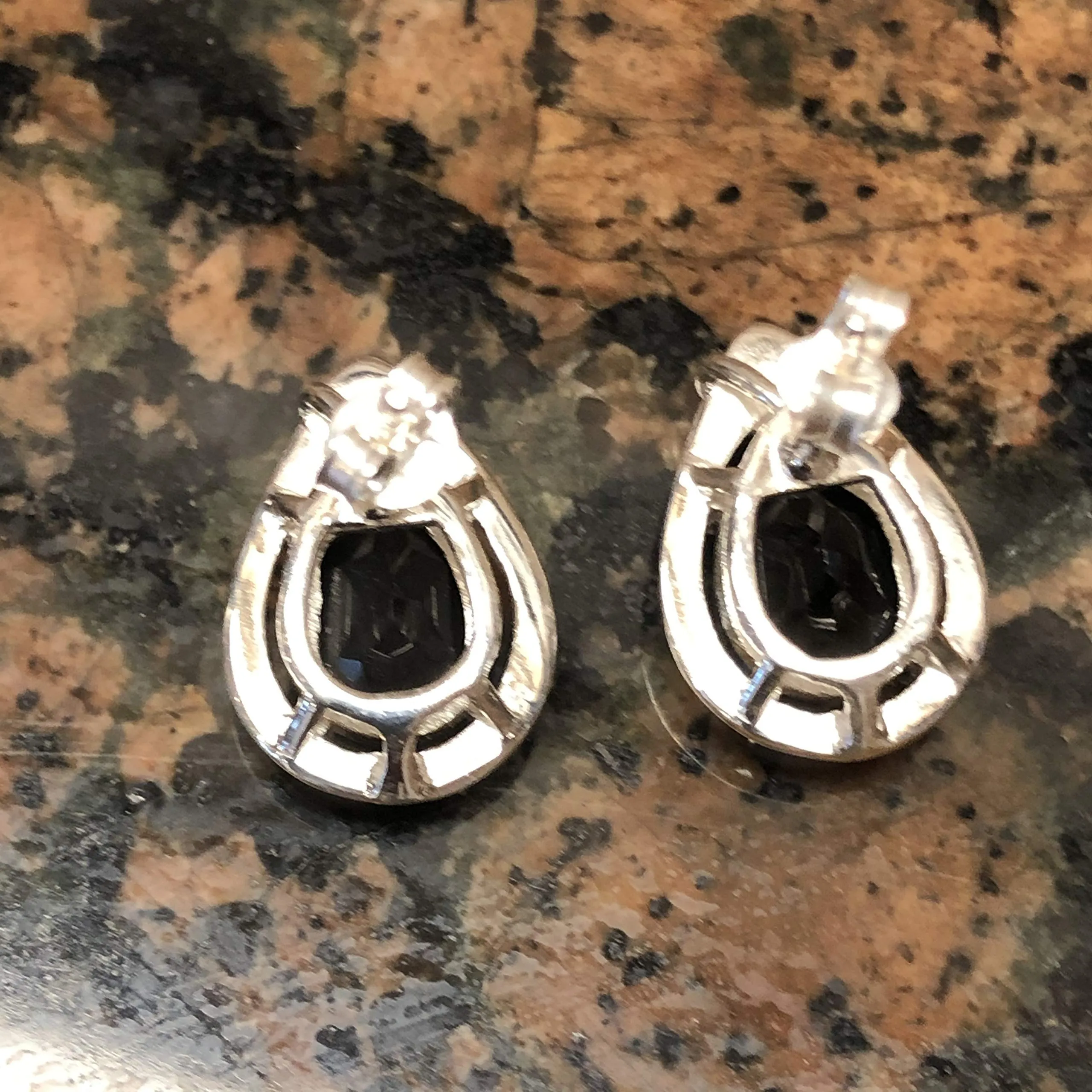 Genuine Black Onyx 925 Solid Sterling Silver Earrings 15mm