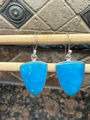 Genuine Blue Smithsonite 925 Solid Sterling Silver Earrings 35mm