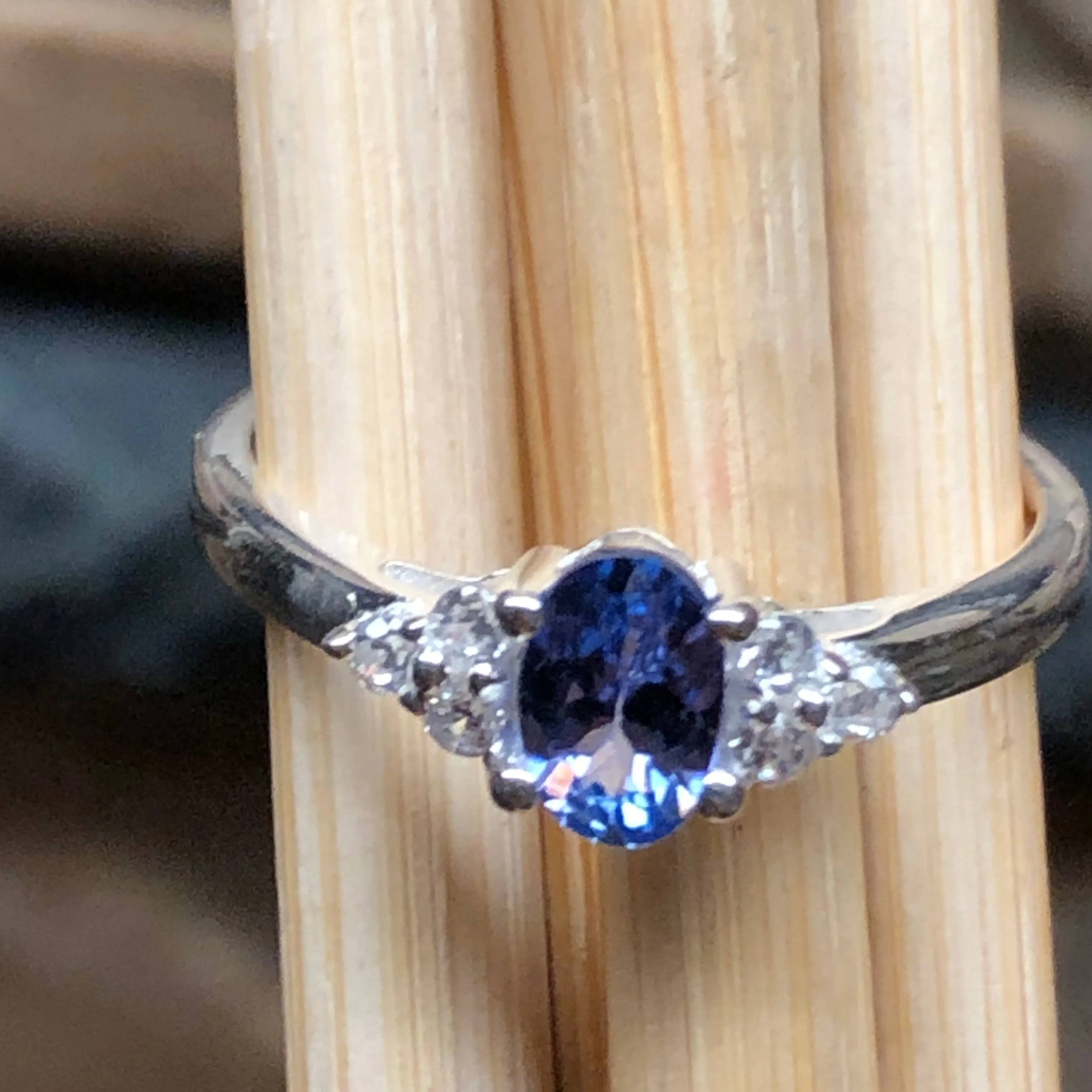 Genuine Blue Tanzanite 925 Solid Sterling Silver Engagement Ring Size 6, 7, 8, 9, 10