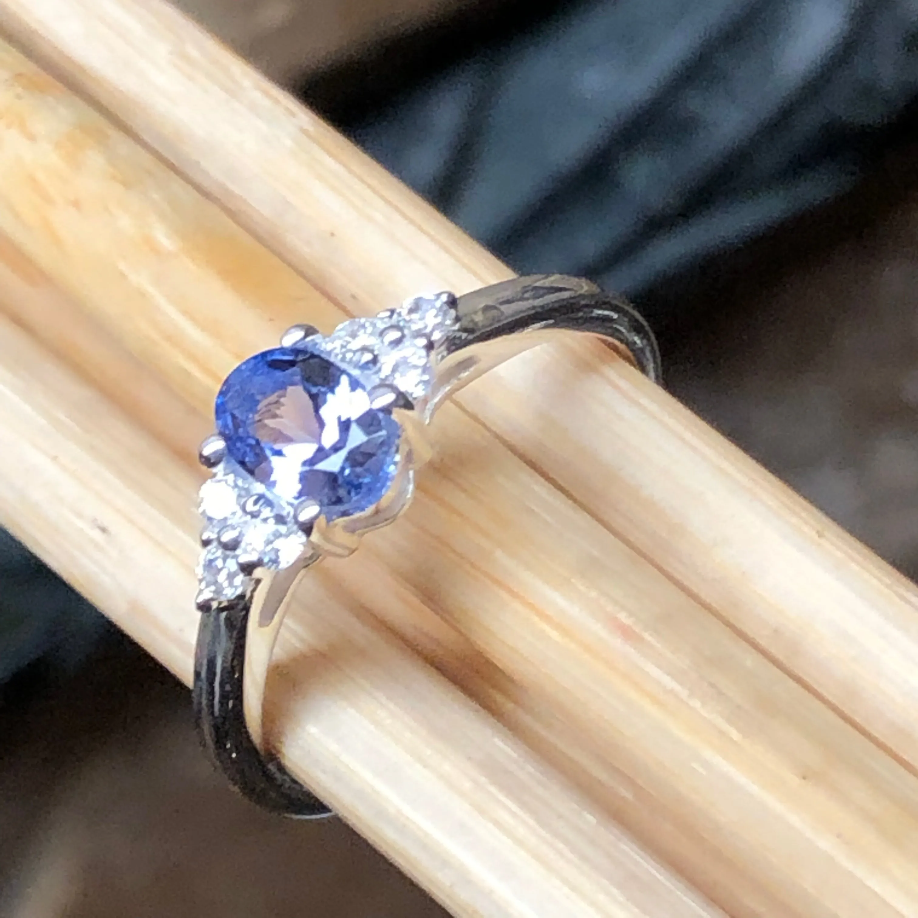 Genuine Blue Tanzanite 925 Solid Sterling Silver Engagement Ring Size 6, 7, 8, 9, 10