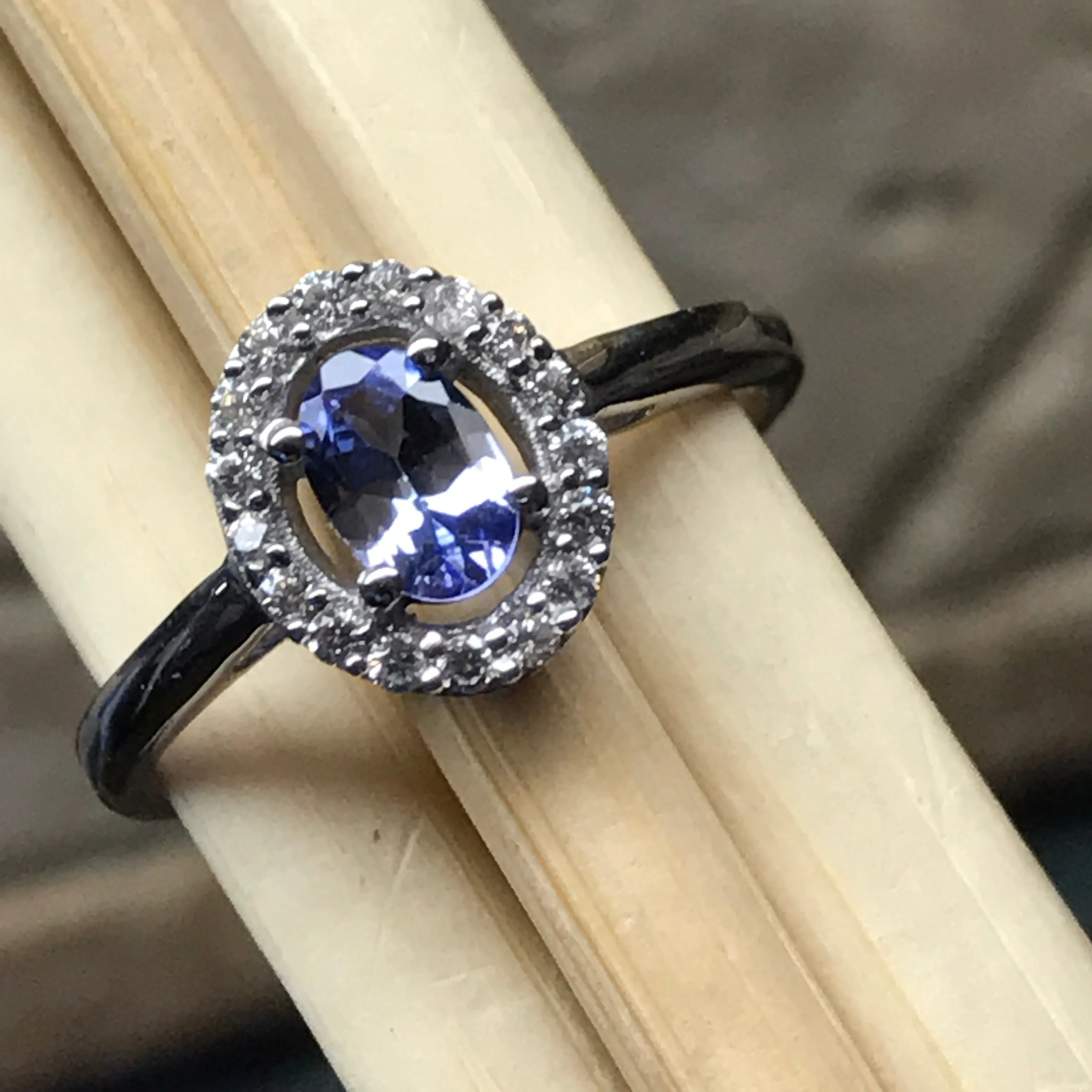 Genuine Blue Tanzanite 925 Solid Sterling Silver Engagement Ring Size 6, 7, 8, 9
