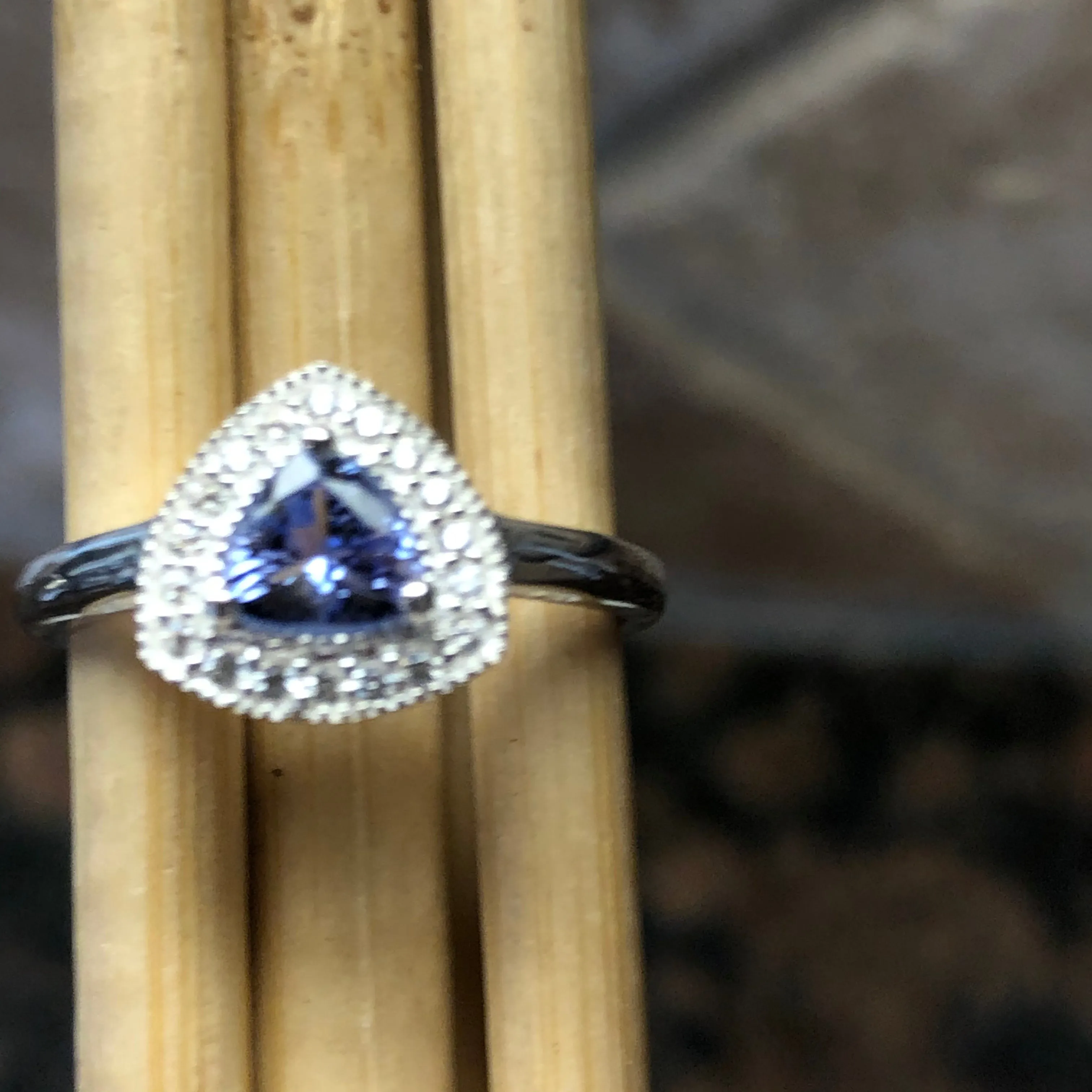 Genuine Blue Tanzanite 925 Solid Sterling Silver Engagement Ring Size 6, 7, 8, 9