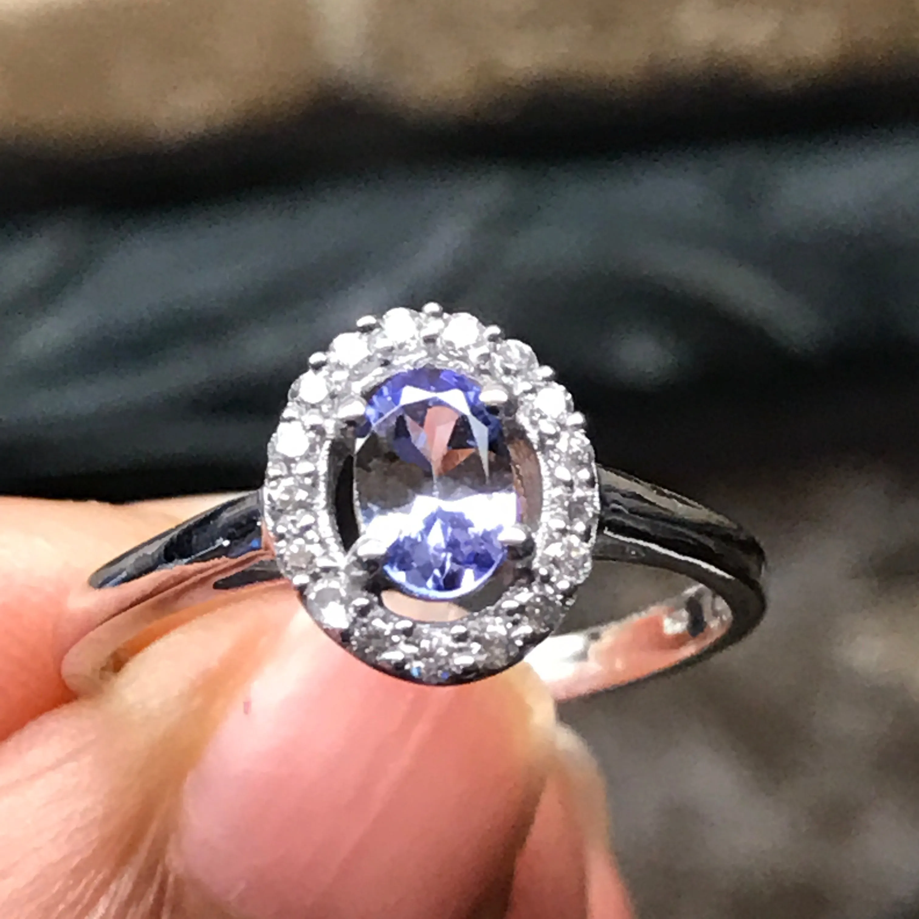 Genuine Blue Tanzanite 925 Solid Sterling Silver Engagement Ring Size 6, 7, 8, 9