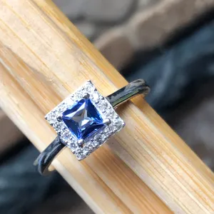 Genuine Blue Tanzanite 925 Solid Sterling Silver Engagement Ring Size 6, 7, 8, 9