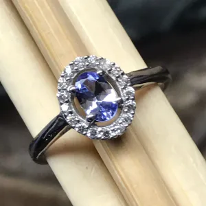 Genuine Blue Tanzanite 925 Solid Sterling Silver Engagement Ring Size 6, 7, 8, 9