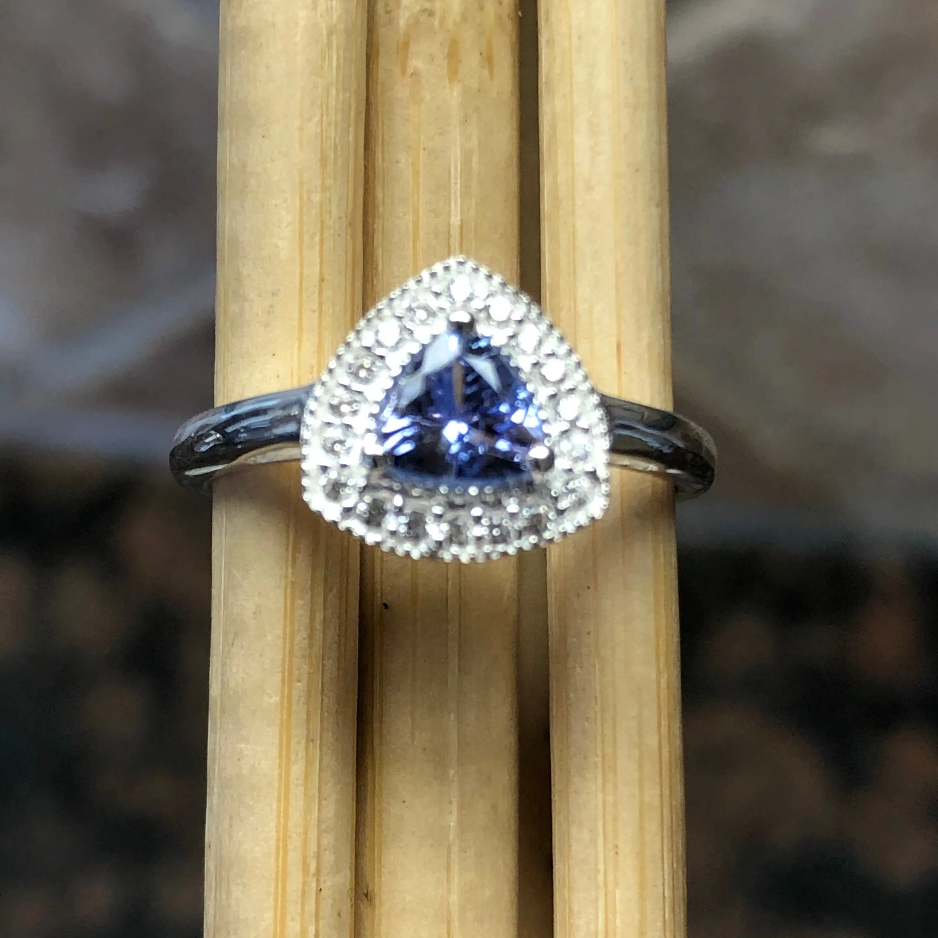 Genuine Blue Tanzanite 925 Solid Sterling Silver Engagement Ring Size 6, 7, 8, 9