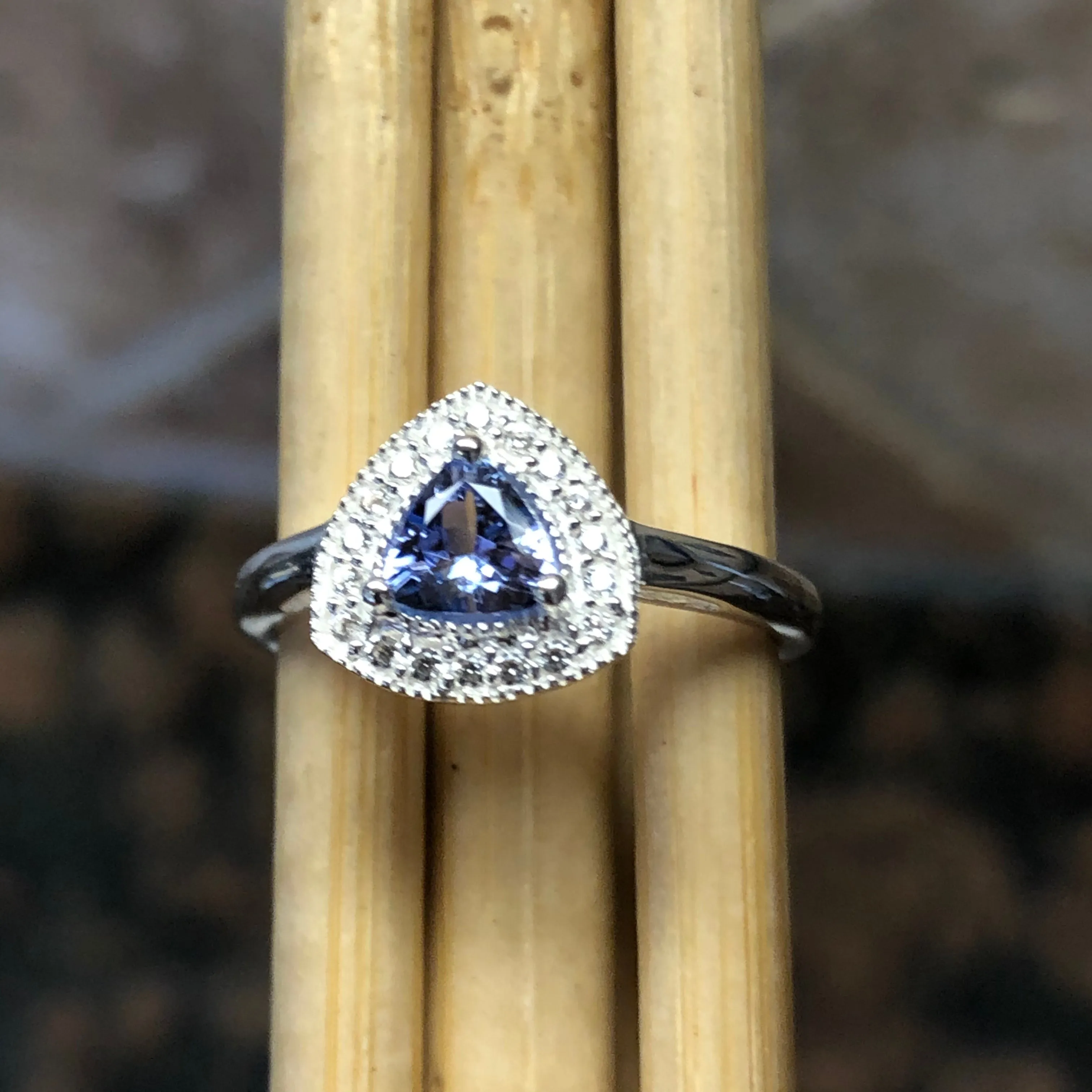 Genuine Blue Tanzanite 925 Solid Sterling Silver Engagement Ring Size 6, 7, 8, 9