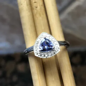 Genuine Blue Tanzanite 925 Solid Sterling Silver Engagement Ring Size 6, 7, 8, 9