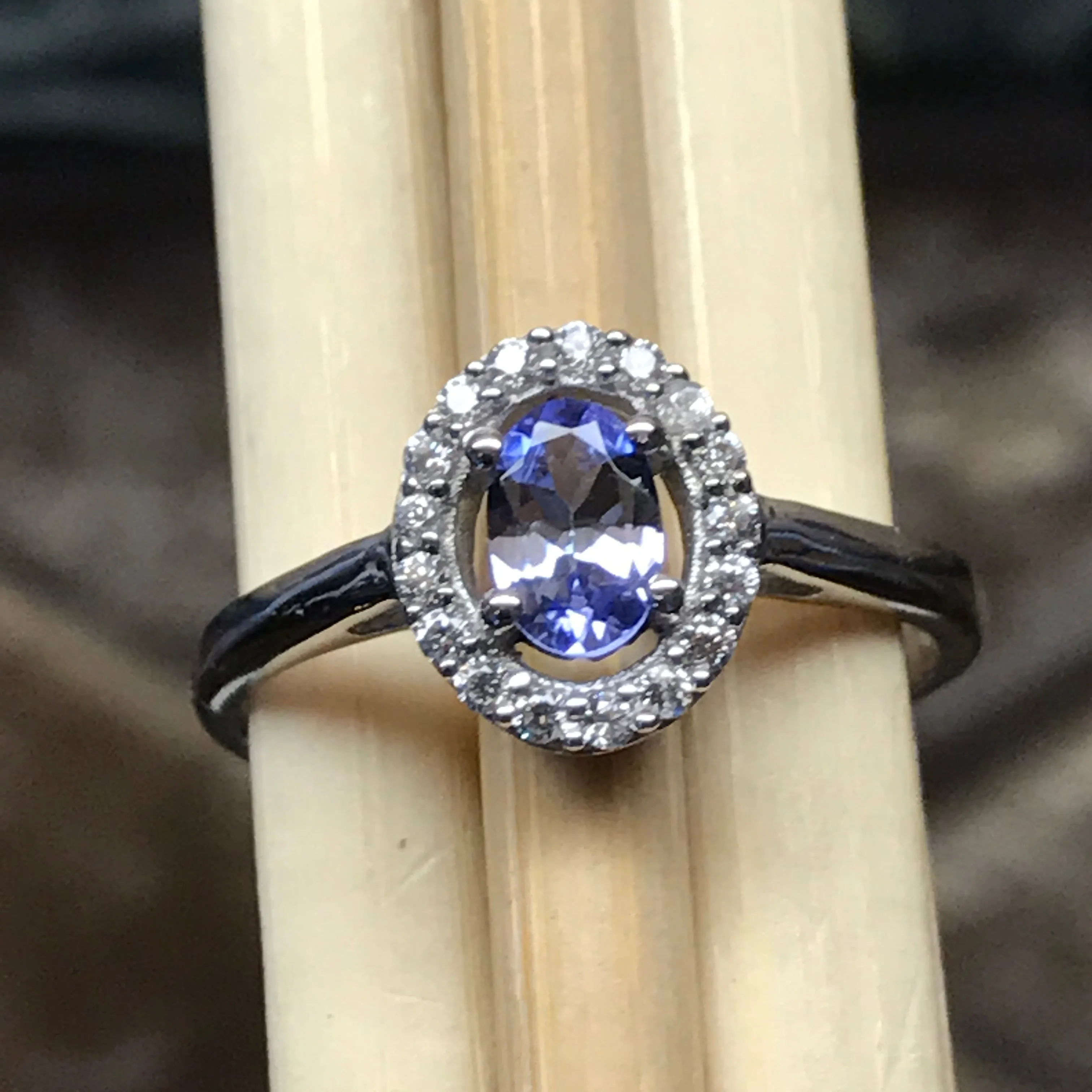 Genuine Blue Tanzanite 925 Solid Sterling Silver Engagement Ring Size 6, 7, 8, 9