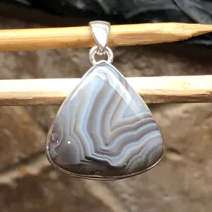 Genuine Botswana Agate 925 Solid Sterling Silver Pendant 40mm