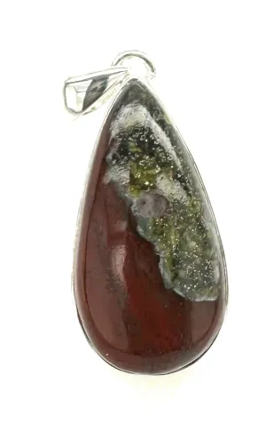 Genuine Chrysocolla Cuprite 925 Solid Sterling Silver Pendant 45mm