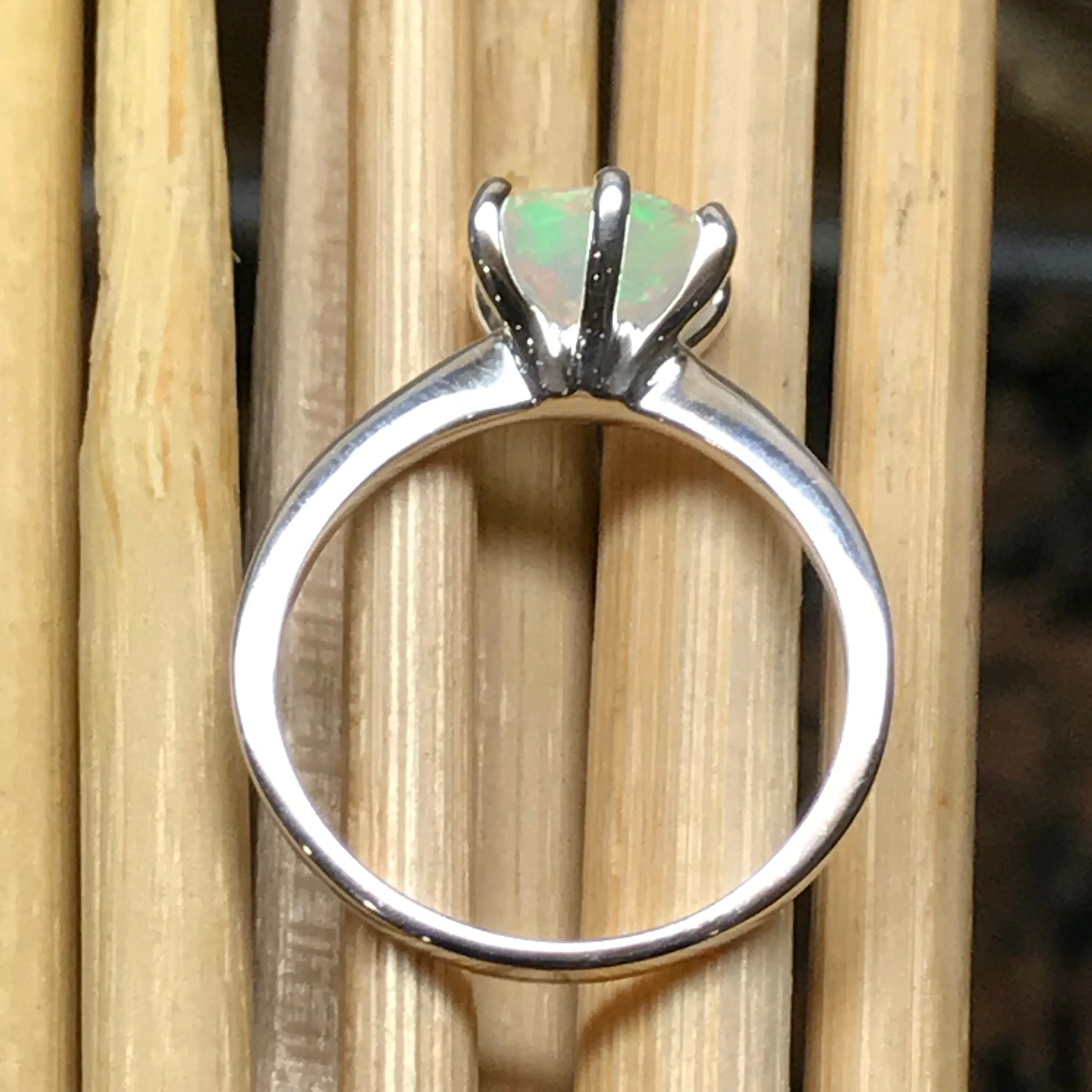 Genuine Ethiopian Opal 925 Solid Sterling Silver Engagement Ring Size 5, 6, 7, 8, 9