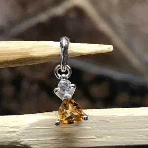 Genuine Golden Citrine 925 Solid Sterling Silver Pendant 15mm