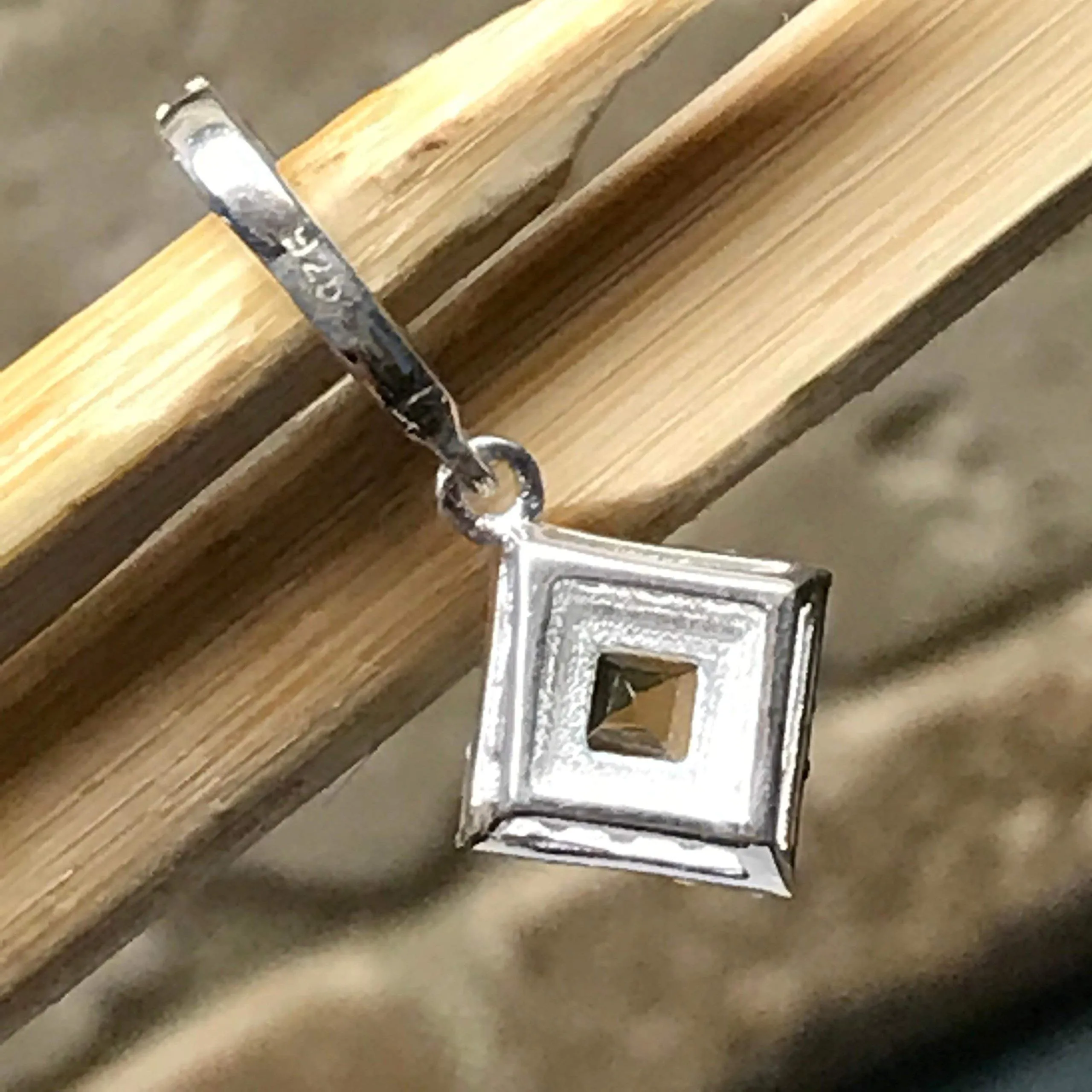 Genuine Golden Citrine 925 Solid Sterling Silver Pendant 20mm