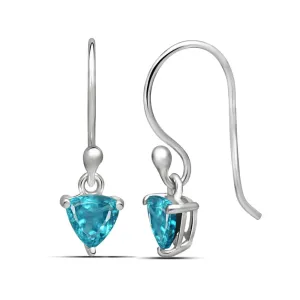 Genuine Neon Blue Apatite 925 Solid Sterling Silver Earrings 20mm