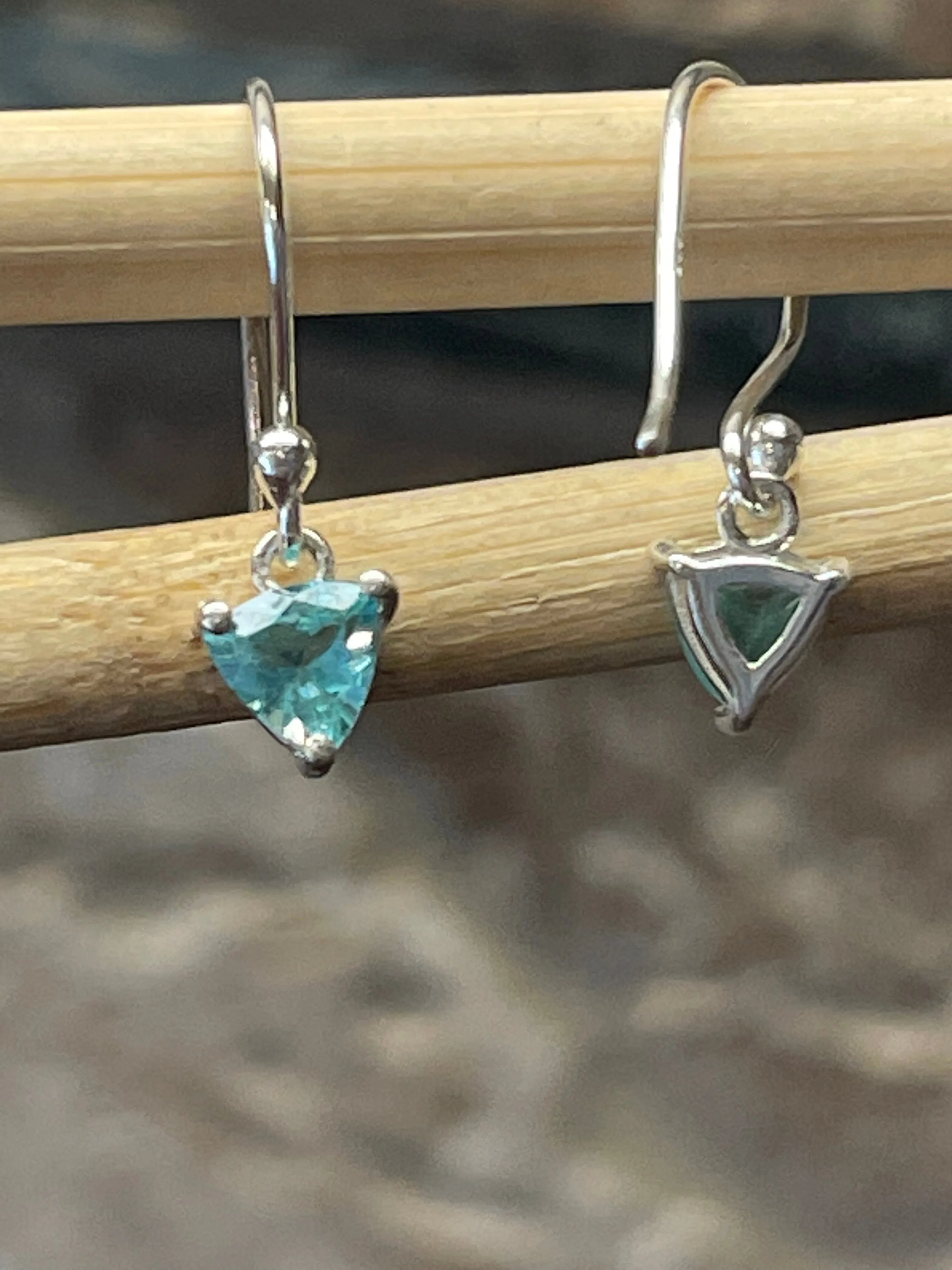 Genuine Neon Blue Apatite 925 Solid Sterling Silver Earrings 20mm