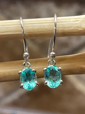 Genuine Neon Blue Apatite 925 Solid Sterling Silver Earrings 20mm