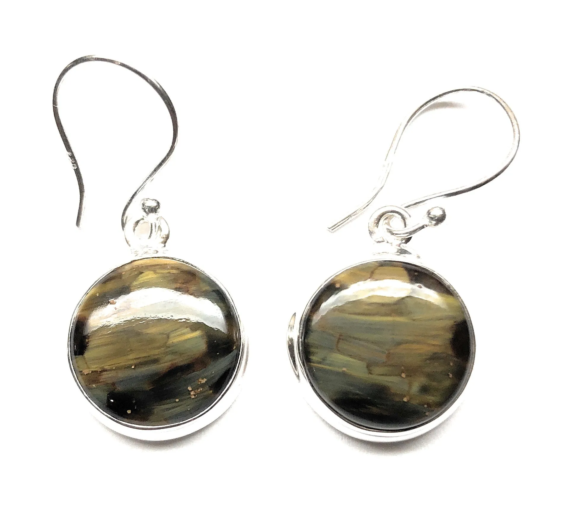Genuine Pietersite 925 Solid Sterling Silver Earrings 30mm