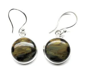 Genuine Pietersite 925 Solid Sterling Silver Earrings 30mm