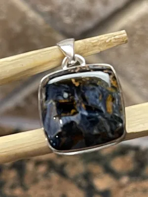 Genuine Pietersite 925 Solid Sterling Silver Pendant 25mm