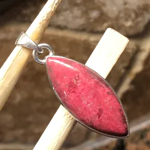 Genuine Pink Thulite 925 Solid Sterling Silver Marquise Pendant 40mm