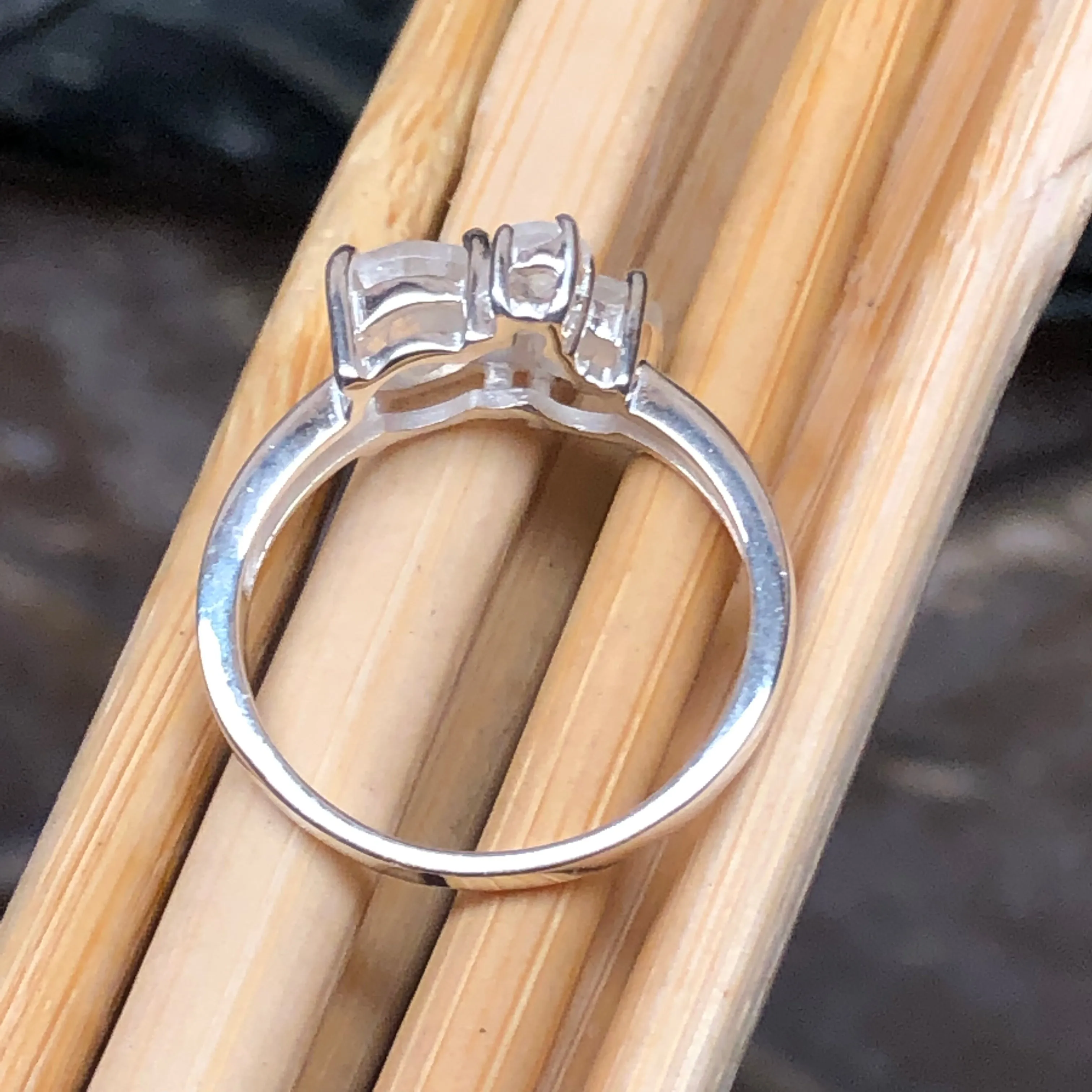 Genuine Rainbow Moonstone 925 Solid Sterling Silver Ring Size 5, 6, 7, 8, 9