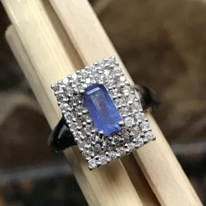 Genuine Tanzanite 925 Solid Sterling Silver Engagement Ring Size 6, 9