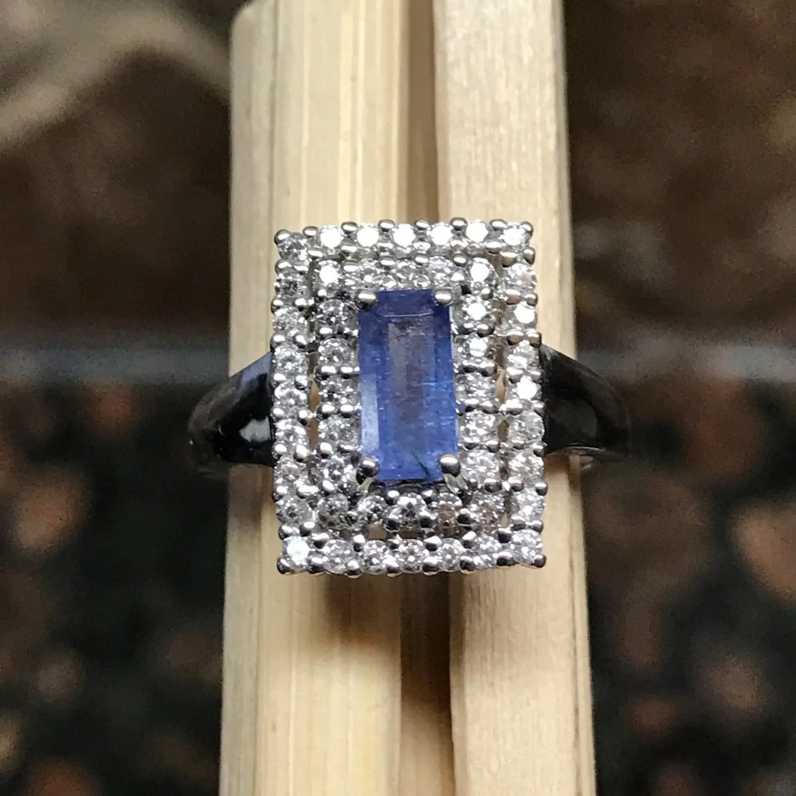 Genuine Tanzanite 925 Solid Sterling Silver Engagement Ring Size 6, 9