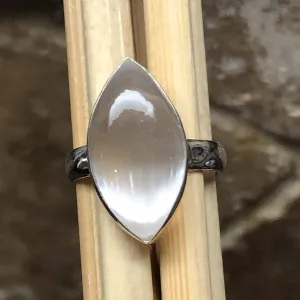 Genuine White Selenite 925 Solid Sterling Silver Ring Size 7