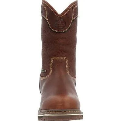 Georgia Women's Amp Lt Edge 10" Waterproof Pull On Work Boot -Brown- GB00516