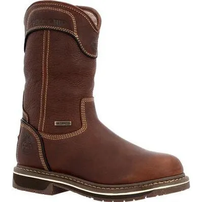 Georgia Women's Amp Lt Edge 10" Waterproof Pull On Work Boot -Brown- GB00516
