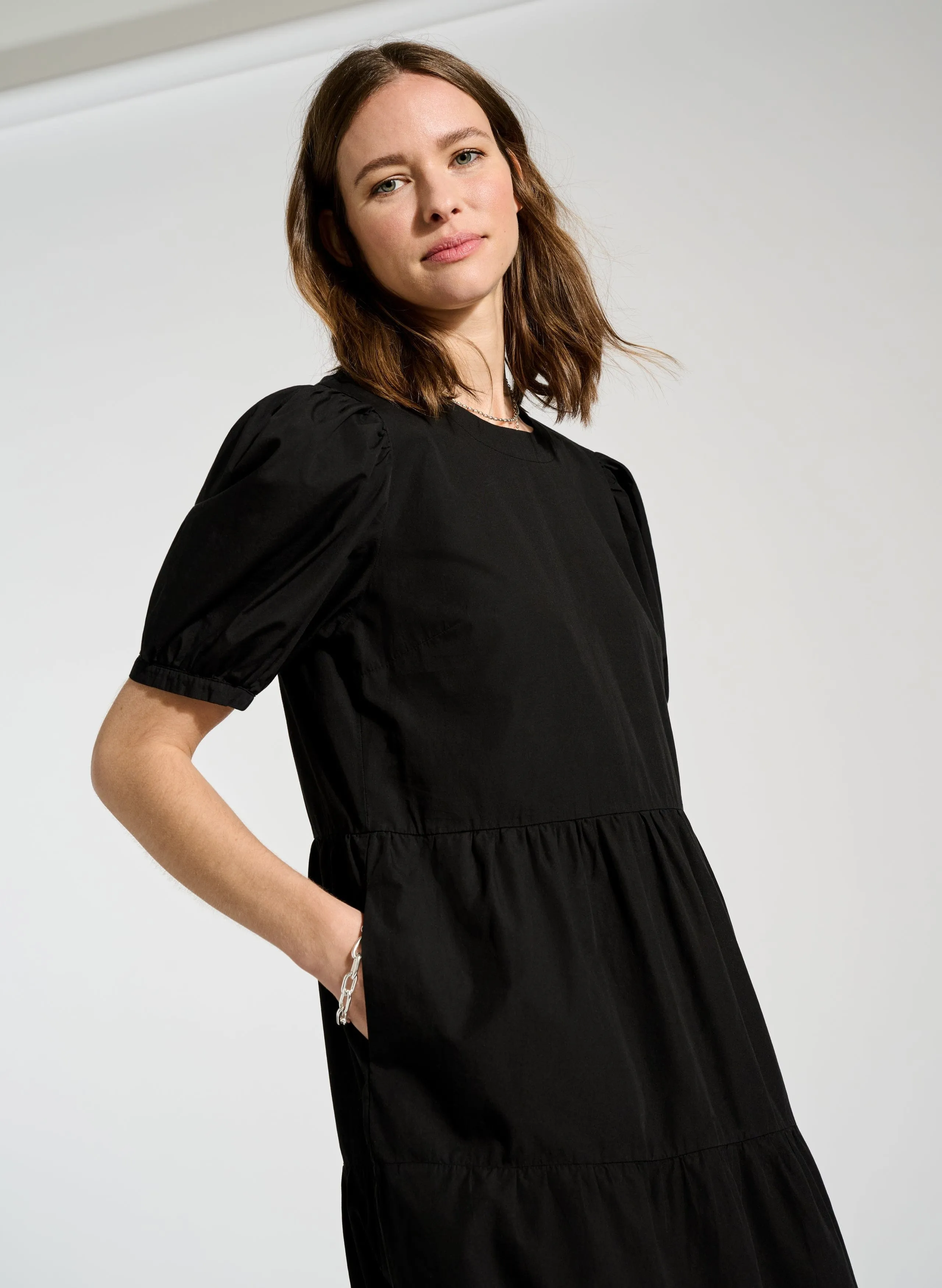 Georgiana Organic Cotton Dress | Caviar Black
