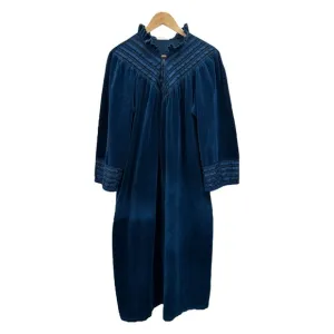 Gilligan O'Malley Vintage Women's Velour Quarter-Zip Long Robe Ruffled Neck