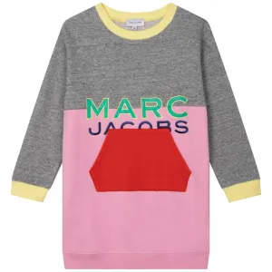 Girls Pink Colour Block Long Sleeved Dress