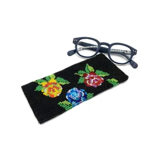 Glass Bead Eyeglass Case - FLOWERS