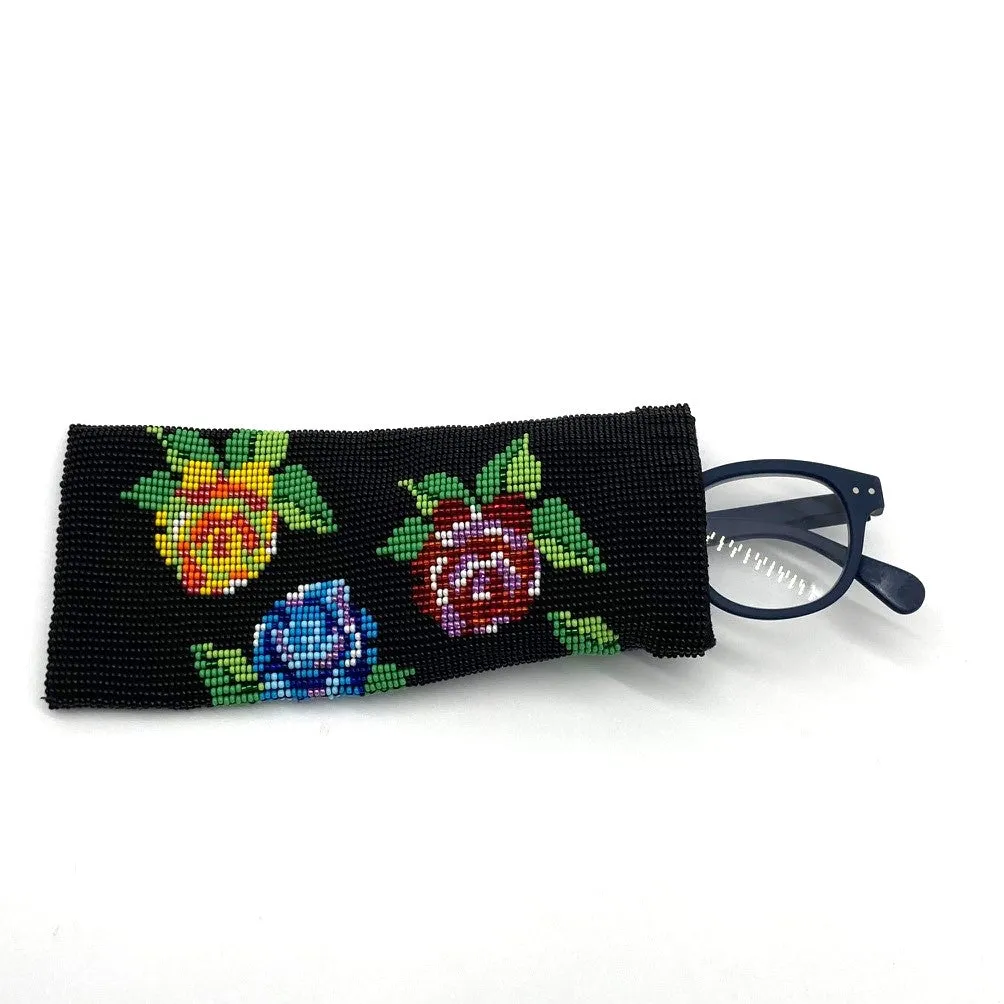 Glass Bead Eyeglass Case - FLOWERS