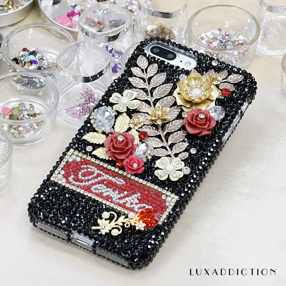 Golden Floral Personalized Name & Initials Design (style PN_1095)