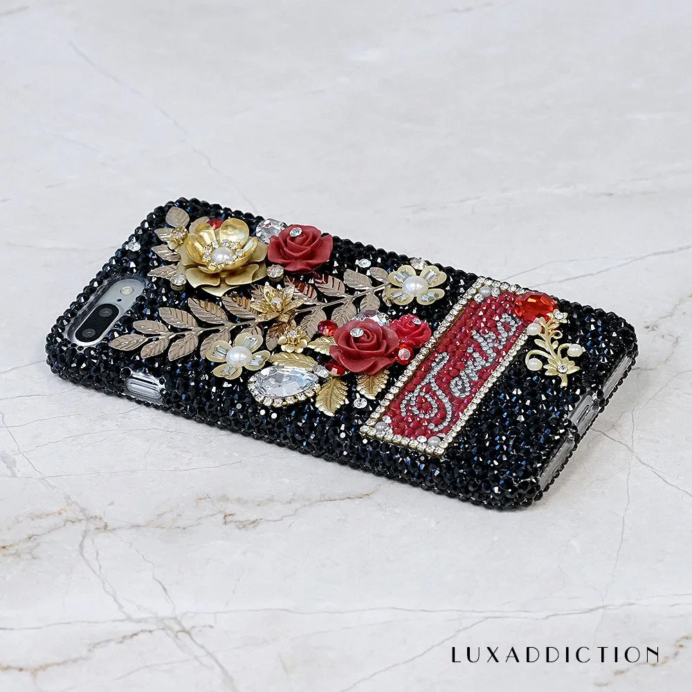 Golden Floral Personalized Name & Initials Design (style PN_1095)