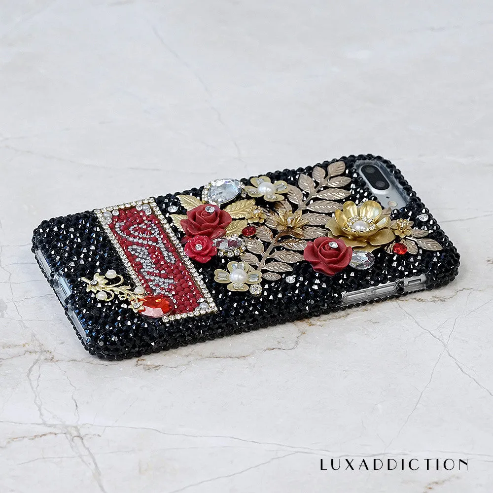 Golden Floral Personalized Name & Initials Design (style PN_1095)