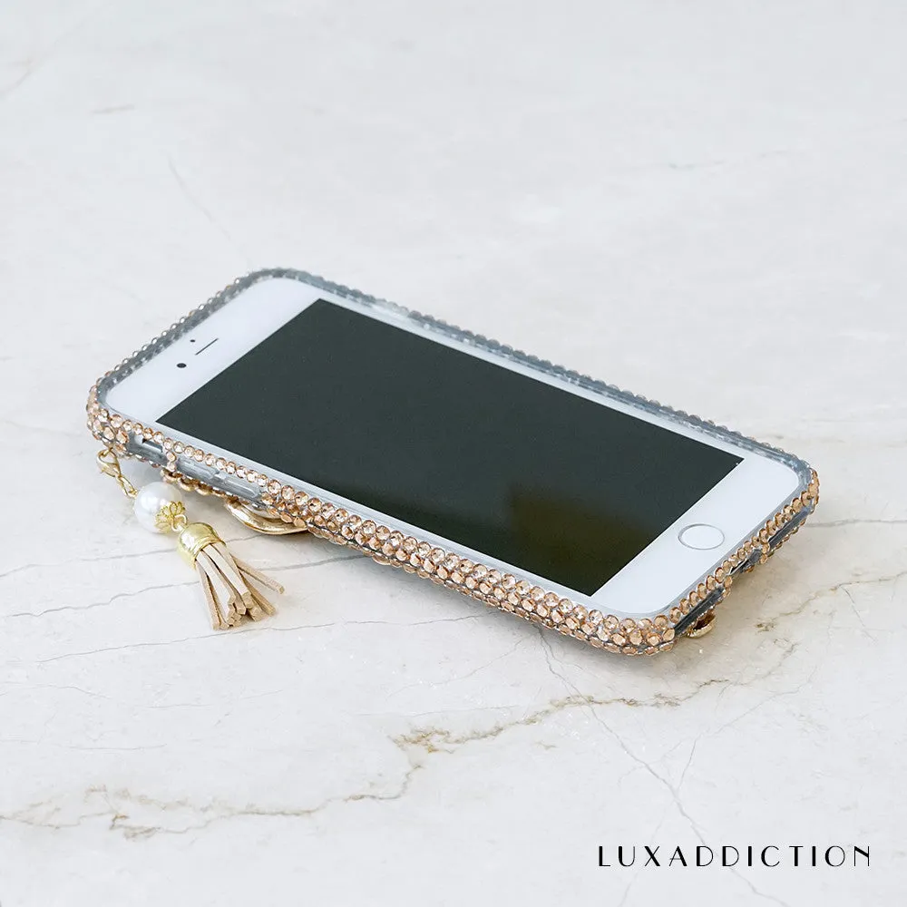 Golden Glory Personalized Name & Initials Design with Tassle Phone Charm (style PN_1056)