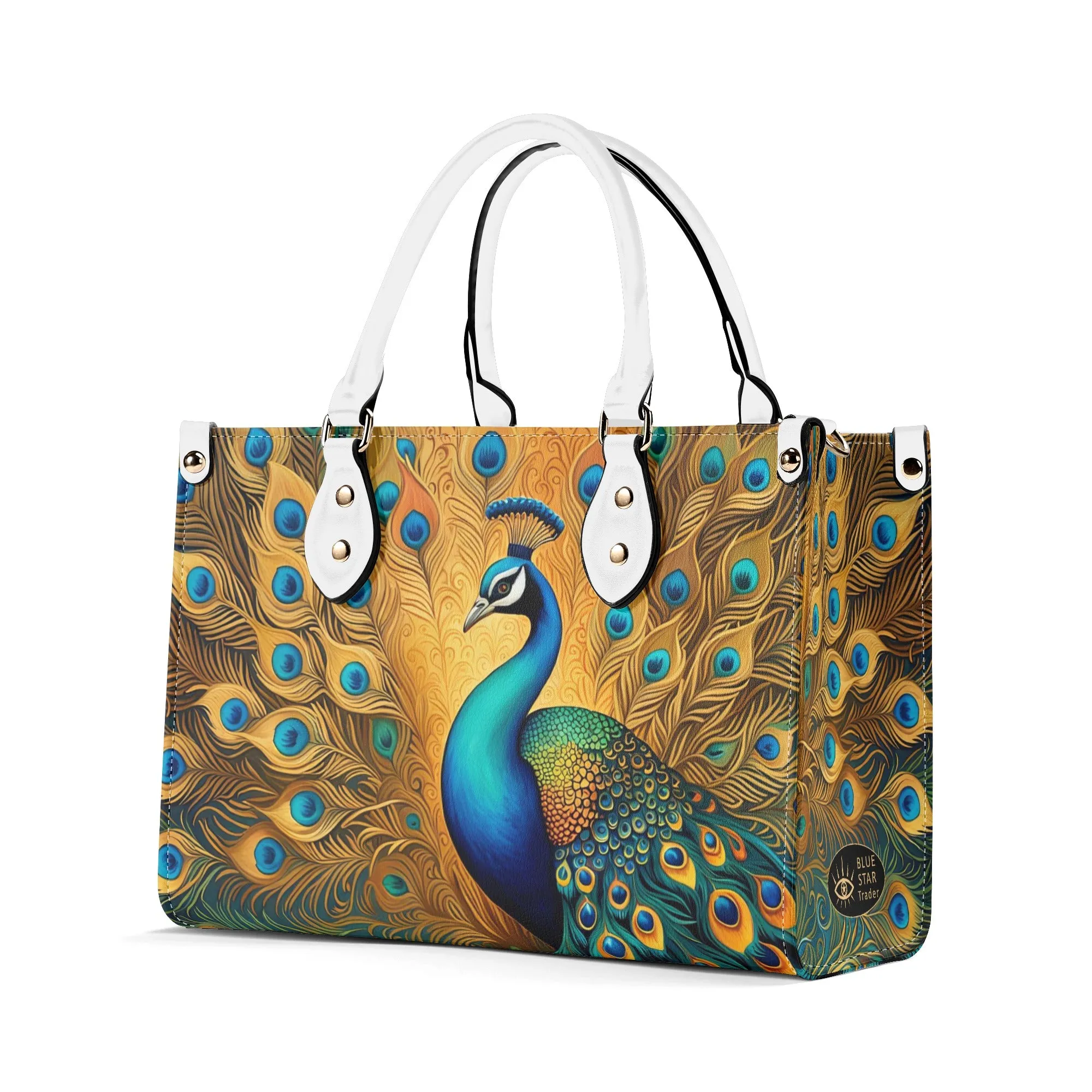 Golden Peacock Luxury Womens Vegan Leather Handbag