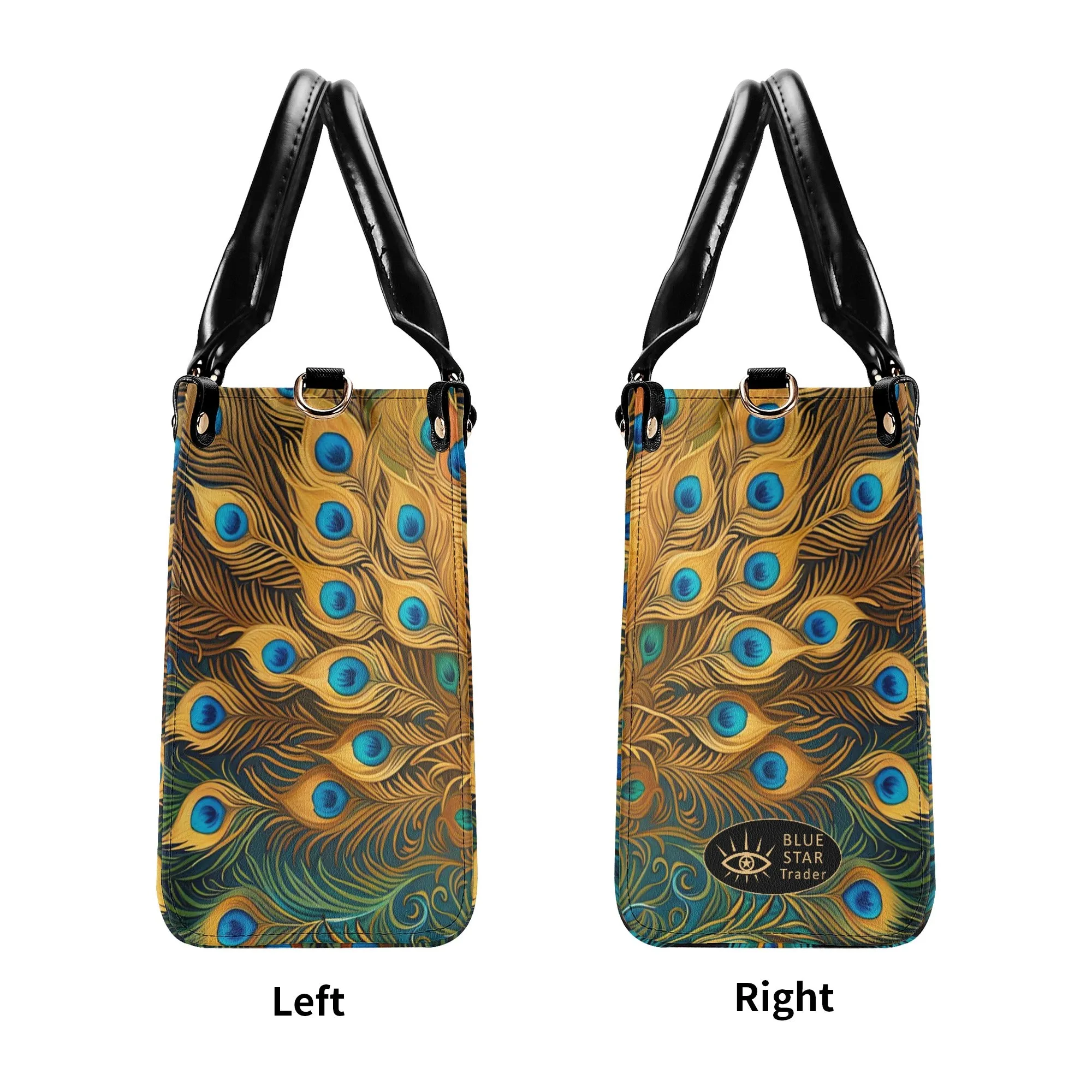 Golden Peacock Luxury Womens Vegan Leather Handbag