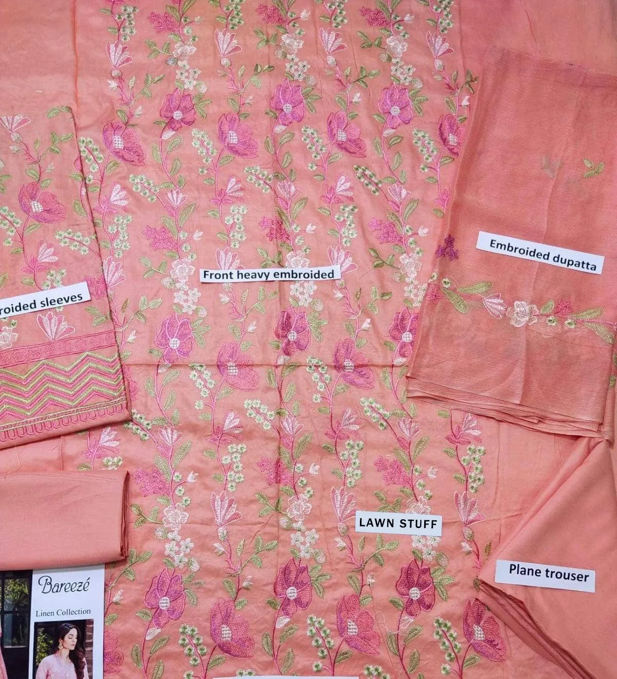 Grace S746- Embroidered 3pc lawn dress with Embroidered chiffon dupatta.