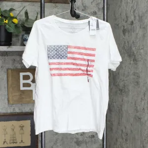 Grayson Threads Women's American Flag Short Sleeve Graphic T-Shirt White XXL
