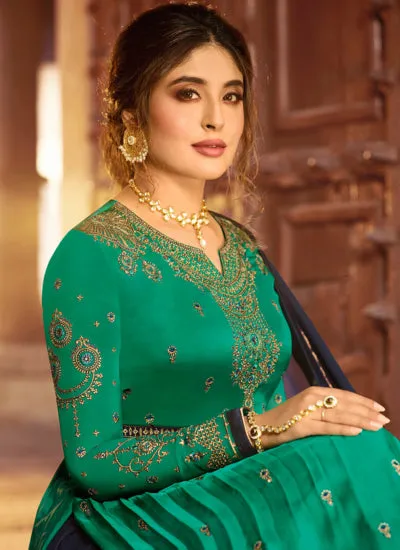 Green And Navy Blue Designer Lehenga/Palazzo Suit